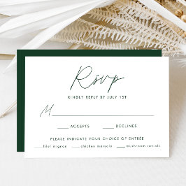 Cartão RSVP Casamento com Escolha de Refeição em Letra Verde M