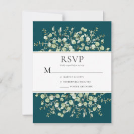Cartão RSVP Casamento com Eucalipto Azul-Cinzento