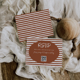 Cartão RSVP Casamento com Faixa de Terracota Moderna