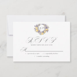 Cartão RSVP Casamento com Floral Monograma de Limão e Lavanda