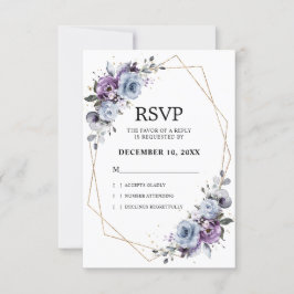 Cartão RSVP Casamento com Flores de Lilás Roxo Azul Desbotado