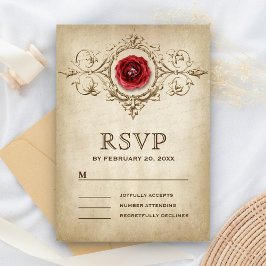Cartão RSVP Casamento com Flores de Rosa Românticas Vintage