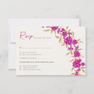 Cartão RSVP Casamento com Flores de Vinha de Trompete Selvagem