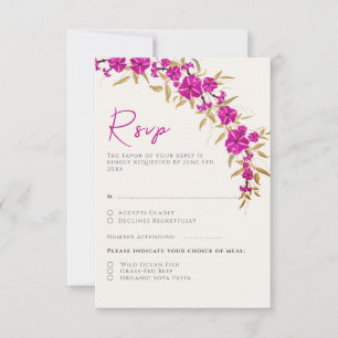 Cartão RSVP Casamento com Flores de Vinha de Trompete Selvagem