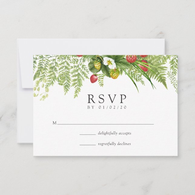 Cartão RSVP Casamento com Floresta de Aquarela (Frente)