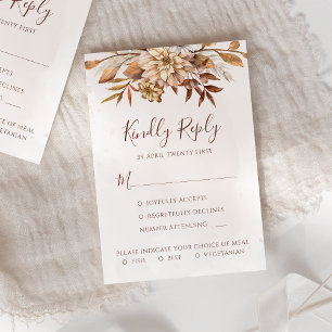 Cartão RSVP Casamento com Grama das Pampas Boêmia Enferrujada