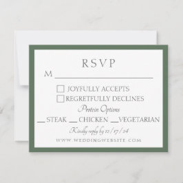 Cartão RSVP Casamento com Impressão Botânica Verde Grama em Bl