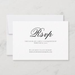 Cartão RSVP Casamento com Letra Clássica Elegante