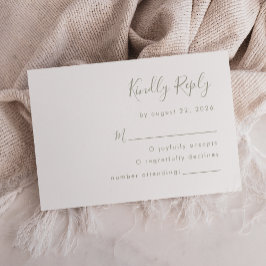 Cartão RSVP Casamento com Letra Cursiva Verde Sage Moderna