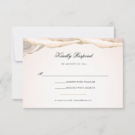 Cartão RSVP Casamento com Letra de Ágata Brilhante Rosa e Dour
