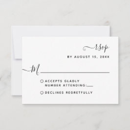 Cartão RSVP Casamento com Letra de Script Boêmio Minimalista R