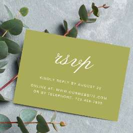 Cartão RSVP Casamento com Letra Elegante em Verde Oliva