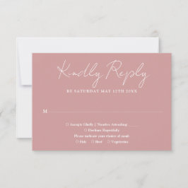 Cartão RSVP Casamento com Letra Elegante Minimalista Rosa Desb