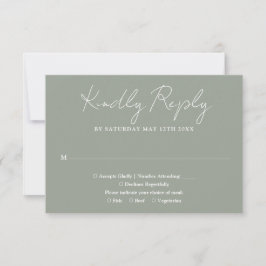 Cartão RSVP Casamento com Letra Elegante Minimalista Verde Sal