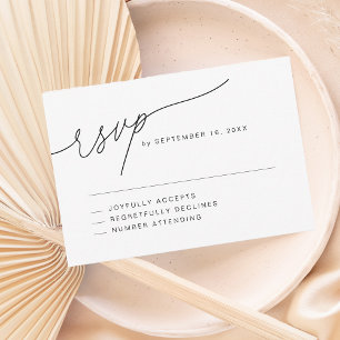 Cartão RSVP Casamento com Letra Elegante Moderna