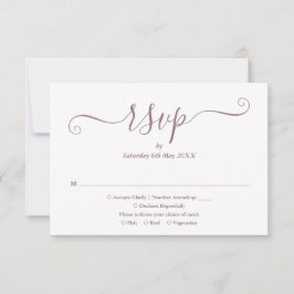 Cartão RSVP Casamento com Letra Elegante Rosa