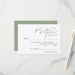 Cartão RSVP Casamento com Letra Manual Moderna c/ Escolha de R