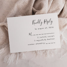 Cartão RSVP Casamento com Letra Moderna em Preto e Branco