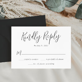Cartão RSVP Casamento com Letra Preta Simples