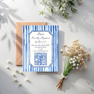 Cartão RSVP Casamento com listras vintage desenhadas à mão em 