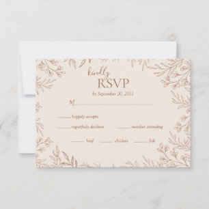 Cartão RSVP Casamento com Monograma Botânico em Terracota Eleg