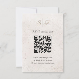Cartão RSVP Casamento com Monograma de Código QR Minimalista