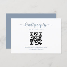 Cartão RSVP Casamento com o Código QR do Monograma Floral Azul
