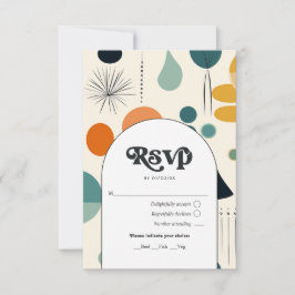 Cartão RSVP Casamento com Padrão de Vintagem e Tipografia