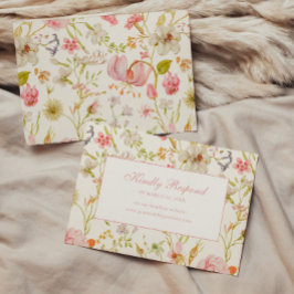 Cartão RSVP Casamento com Padrão Floral Vintage