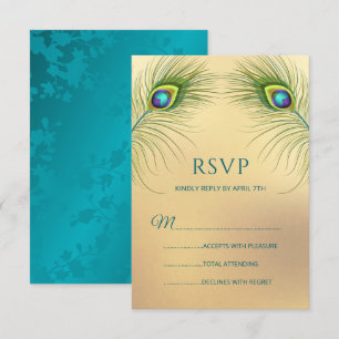 Cartão RSVP Casamento com Pavão Elegante Floral