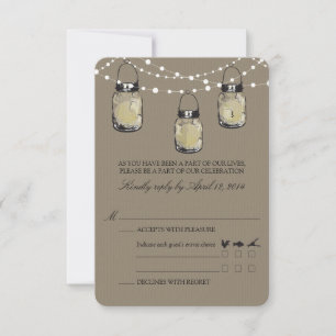 Cartão RSVP Casamento com Pote de Pedido de Presença Mason