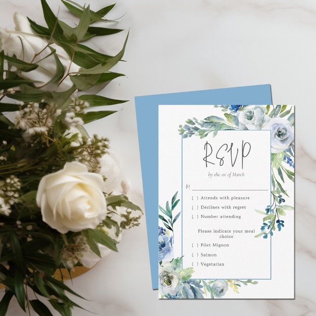 Cartão RSVP Casamento com Primavera de Jardim Floral Branco El (Criador carregado)