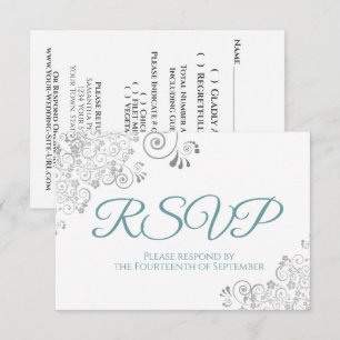 Cartão RSVP Casamento com rendas Elegantes Elegantes Brancas