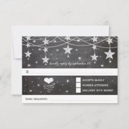 Cartão RSVP Casamento com Retro Chalkboard Stars 4 de julho