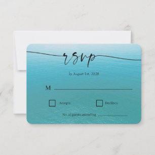 Cartão RSVP Casamento com Roteiro de Praia em Aquarela Oceânic
