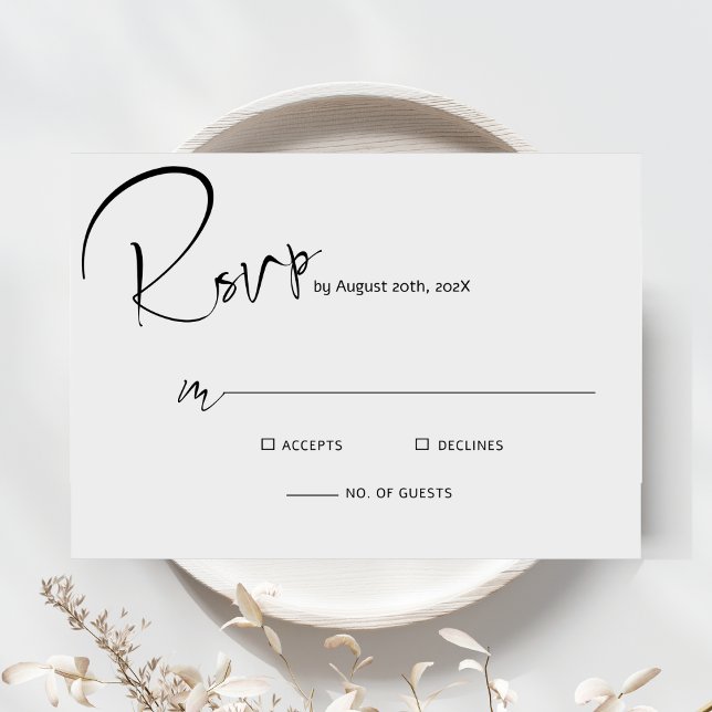 Cartão RSVP Casamento com Roteiro Minimalista Moderno (Criador carregado)