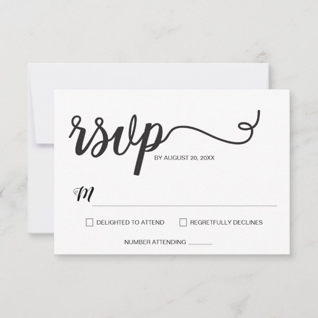 Cartão RSVP Casamento com Roteiro Moderno Minimalista (Frente)