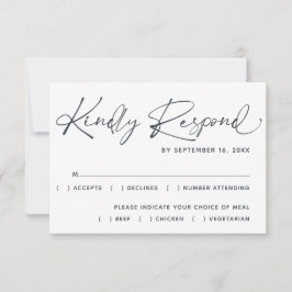 Cartão RSVP Casamento com Roteiro Moderno Minimalista Simples