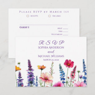 Cartão RSVP Casamento com Sinfonia de Flores Selvagens