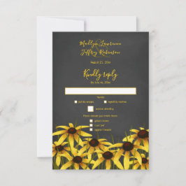 Cartão RSVP Casamento com Susan de flor silvestre Black Eyed