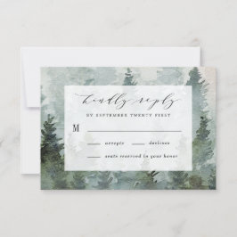 Cartão RSVP Casamento com Tema de Aquarela Rústica de Floresta