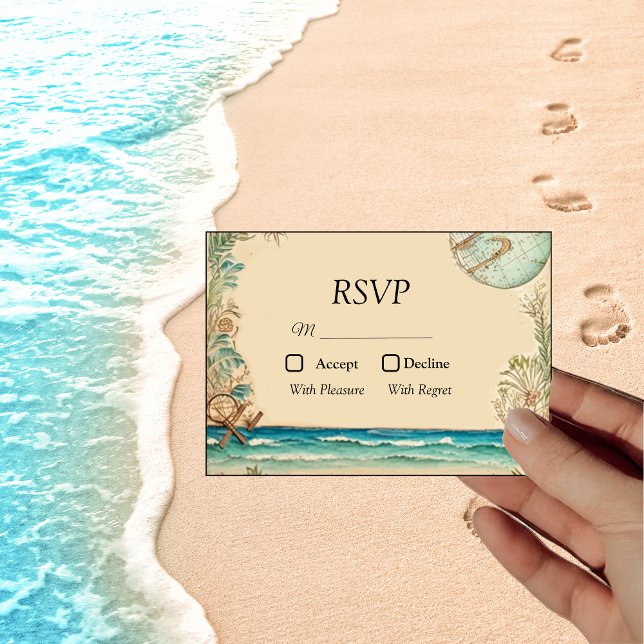 Cartão RSVP Casamento com tema de praia dos sonhos (Criador carregado)