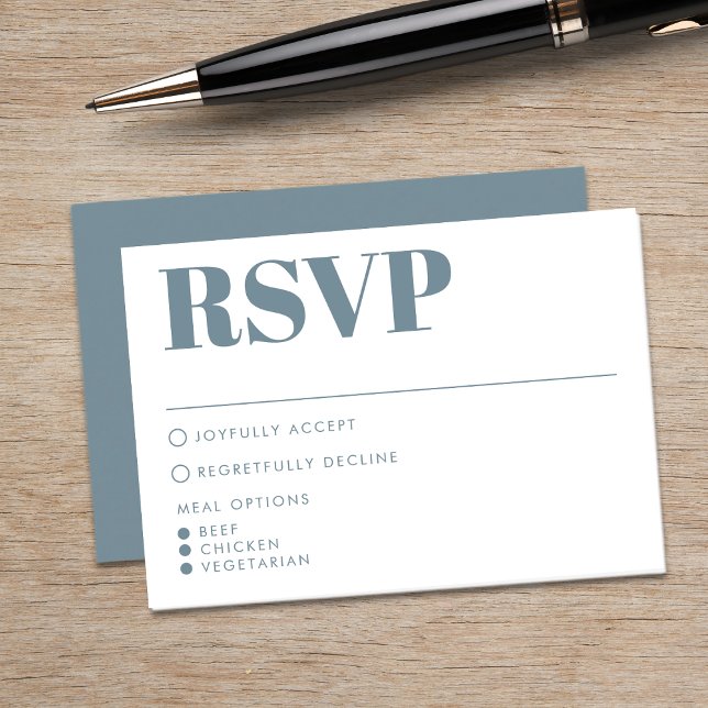 Cartão RSVP Casamento com Tipografia Azul Moderna (Criador carregado)