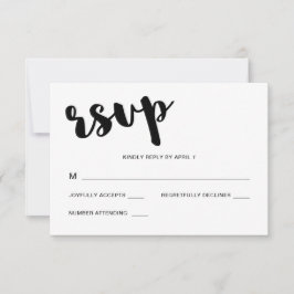 Cartão RSVP Casamento com Tipografia Branca e Negra