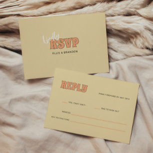 Cartão RSVP Casamento com Tipografia Ellie Retro Bold & Modern