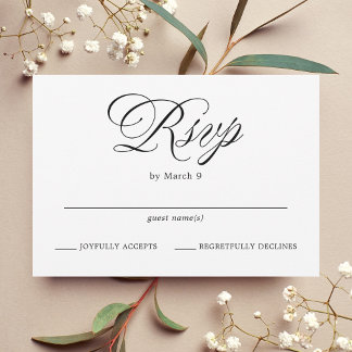 Cartão RSVP Casamento com Tipografia Formal