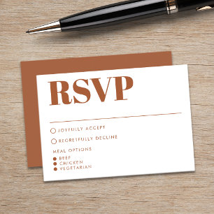 Cartão RSVP Casamento com Tipografia Laranja Arrejada Moderna