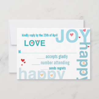 Cartão RSVP Casamento com Tipografia Moderna Azul