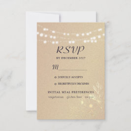 Cartão RSVP Casamento com Tipografia rosa Dourada