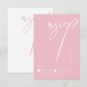 Cartão RSVP Casamento com Tipografia Rosa-Rosa Magra Minimalis
